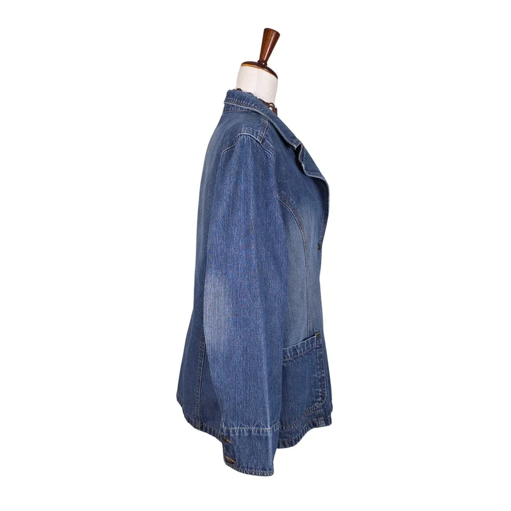 Vintage Faded Glory Denim Chore Coat Size XL Collared Pockets Retro 90s Y2K - Picture 7 of 11
